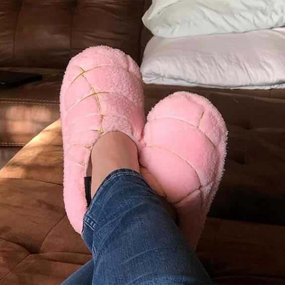 Concha Pan Dulce Slippers, Mexican Concha Slippers House Soft Cozy Warm Concha Bread Slippers3