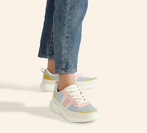Image of BELOS Women's Glitter Shoes Sparkly Lightweight Metallic Sequins Tennis Shoes Casual Retro Braided Walking Shoes