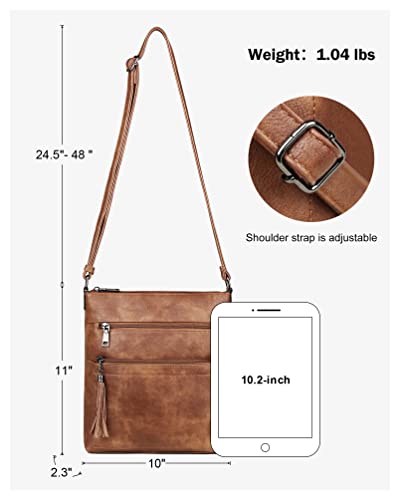 Image of MASINTOR Crossbody Purses for Women, Multi Pocket Casual Crossbody Bag, Adjustable Strap Shoulder Bag with Tassel