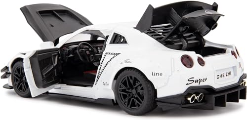 Image of Invite Enterprise 1:24 Scale Compatible For Nissan Gtr Model Car Toy, Zinc Alloy Pull Back Toy Car With Sound And Light For Kids Boy Girl Gift? White-Color ?