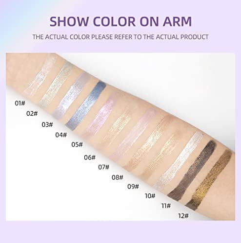 12 Colors Glitter Liquid Eyeshadow Makeup Set Metallic Shimmer Smokey Eye Looks Waterproof Long Lasting Quick Drying Eye Shadow Make up Kits (Set A)