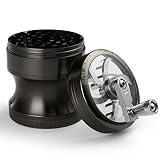 LIHAO Grinder Orginal, 6,3 cm, młynek do przypraw, stop cynku, 4-częściowy, z korbą - nikiel, czarny