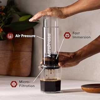 AeroPress Clear XL Coffee Press – 3 in 1 brew method combines French Press, Pourover, Espresso. Full bodied, smooth coffee without grit or bitterness.