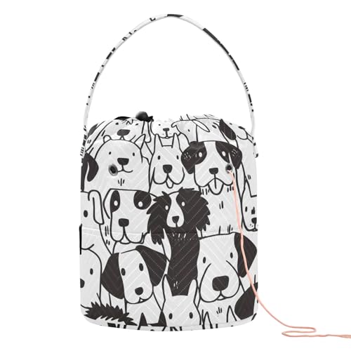Yarn Storage Bag Small Crochet Bag Knitting Bag Organizer Doodle Dogs Line Art Yarn Bags for Crocheting Basket