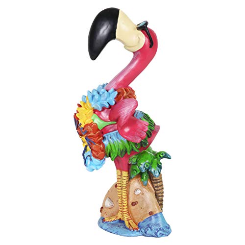 Exhart Tropical Flamingo Statue, Durable Hand-Painted Resin Garden Décor, Indoors/Out, 6"X8"X17" #TOP6