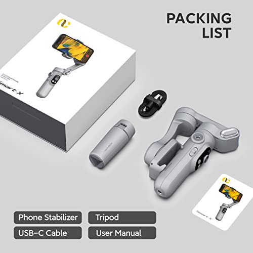 Gimbal Stabilizer For Smartphone W/Led Light Face Tracking Auto-Inception Time-Lapse, Handheld Foldable 3-Axis Phone Gimble For Iphone 13 12 11 Pro/Max/Xs Galaxy S21, Youtube Tiktok- Aochuan Smart X #TOP7