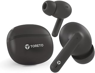 Toreto Air Sync TWS Wireless in Ear Earbuds Quad Mic Enc,with 40H Playtime Bluetooth V5.3 Low Latency Mode 12Mm Drivers Ra... Price In India