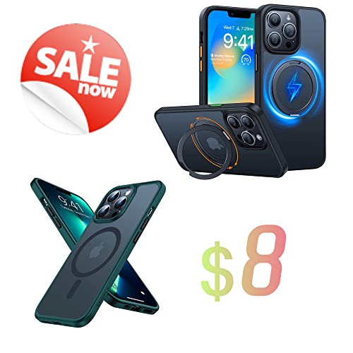 TORRAS 360° Rotatable Ring for iPhone 13 Pro Max Case, Compatible with Magsafe with Stand, Magnetic Ring Holder, Military Grade Shockproof Translucent Back Slim Phone Case UPRO Ostand Pro, Black