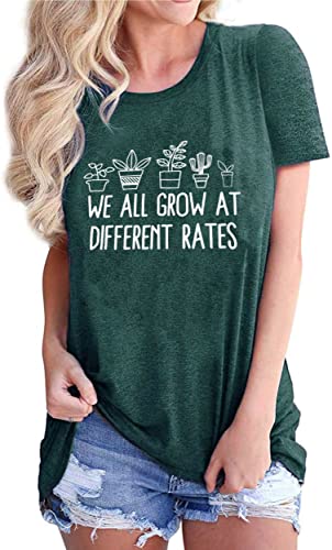 Women Teacher Shirt We All Grow at Different Rates Graphic Tees Preschool Special Education Teacher Top2