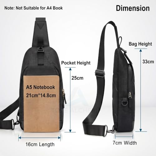Image of Sling Bag for Men - Lightweight Crossbody Travel Daypack, Anti-Theft Shoulder Bag with Adjustable Strap, Multiple Pockets, Water-Resistant, Black
