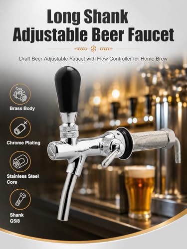 Miniatura 2 de Vobor Grifo De Cerveza Ajustable G5 8, Grifo De Cerveza Cromado, 98,5 Mm Grifo De Cerveza Ajustable, Grifo De Cerveza Con Válvula De Control De Flujo Para El Hogar Bar Restaurantes