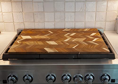 Noodle Board Acacia Stove Top Cover Stove Burner Cover Rv Sink Cover Extra Work Surface 4 Burner, Dark Brown #TOP2