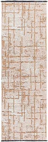 Hauteloom Hebe Hallway, Kitchen Runner Rug - Modern - Gray, Beige - 2'6" X 7'3" #TOP20