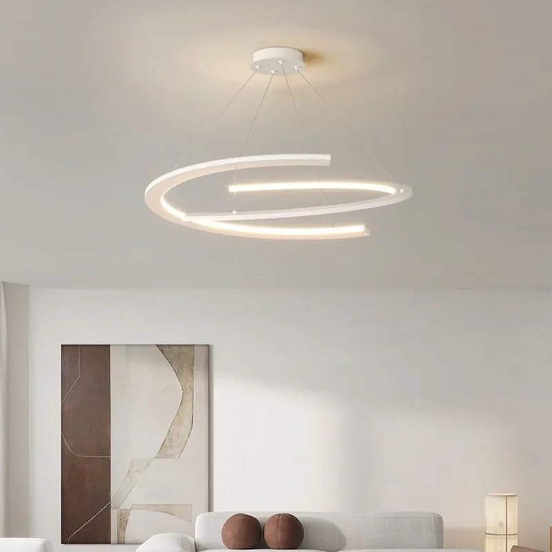 Suspension salon moderne anneau lumineux doux LED blanc D100cm