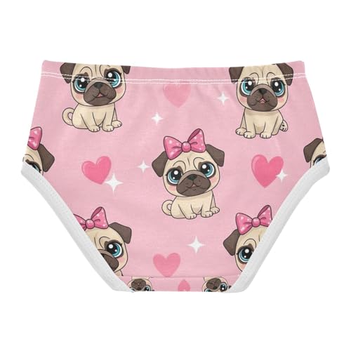 Underwear for Girls, Cute Cartoon Pugs Eyes Toddler Briefs, Cotton Underwear for Girls, 2T–8 Years2
