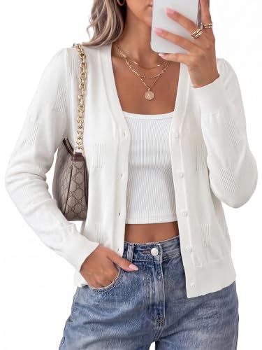 Image of Arach&Cloz Women's Soft Cropped Cardigan Casual Lightweight Shrug Sweater Tops