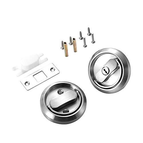 Hehenorl 304 Stainless Steel Recessed Latches Door Handle Lock Hidden Corridor Doors Locker Hardware Latch Locks Round Knobs Lockers With Keys, Chmi-0002 #TOP1