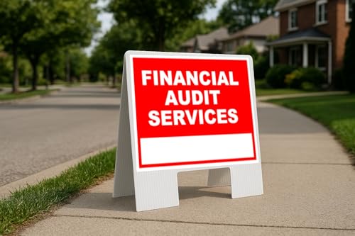 Financial Audit Services Write On Me Red Folding Coroplast A-Frame Double-Sided 23in x23in