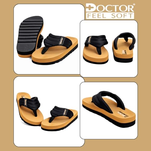 Image of Cushioned Flip Flops for Men | Padded Fabric Strap Thong Slippers | Lightweight Anti-Slip EVA Sole Everyday Wear Footwear