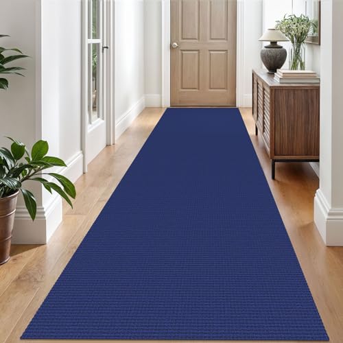 EARTHALL Woven Runner Rug 3x10 Ft Washable Runners for Hallways Long Non Slip Rubber Backed Kitchen Runner Braided Indoor Floor Carpet Runners for Entryway, Hallway, Kitchen, Royal Blue/Navy