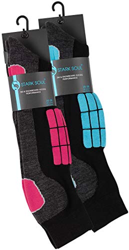 Foto von 2 Paar Original VCA® SKI Funktionssocken, Wintersport Socken mit Spezial Polsterung,Gr.-39/42,Pink/Turquoise