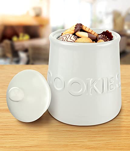 Zenvy Ceramic Cookie Jar With Airtight Lid | Cookie Container Measures: 6 1/4" L X 6 1/4" W X 8 1/2" H #TOP1