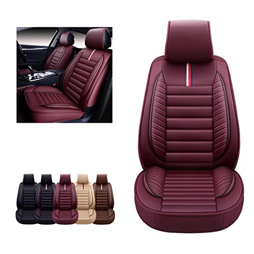 Oasis Auto Car Seat Covers Accessories 2 Piece Front Premium Nappa Leather Cushion Protector Universal Fit For Most Cars Suv Pick-Up Truck, Automotive Vehicle Auto Interior Décor (Os-001 Burgundy) #TOP9