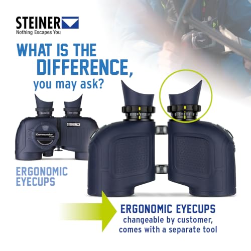 Image of Steiner Optics Commander 7x50 Marine Binoculars with Integrated HD-Stabilized Compass - Professional Waterproof Boating Optics with Sports-Auto-Focus - German Qaulity and Heritage Warranty. | 7x50 Marine Binos with HD-Stabilized Integrated Compass, Sports Auto-Focus, Waterproof to 10m, Includes Swim Strap and Pouch