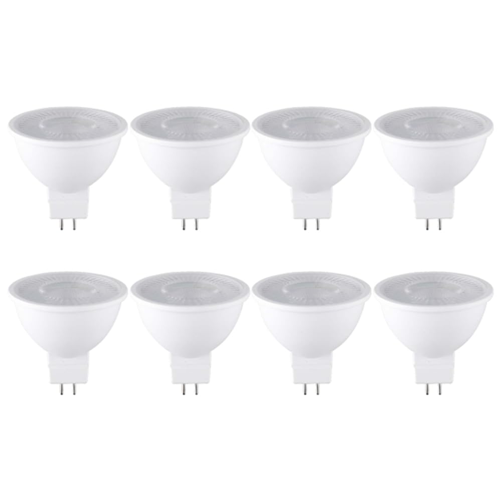 Fuhjythy White/Light 8Pcs 7W Mr16 Led Bulb Gu5.3 Base 6000K 520Lm For Ceiling Track Home Use Bulb