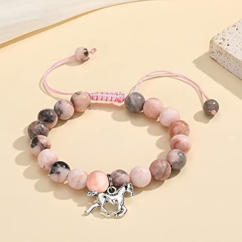MIXJOY Pink Natural Stone Braided Bead Bracelet for Teen Granddaughter Daughter Niece, Jewelry Gifts for Birthday Cute Stuff Trendy Things4