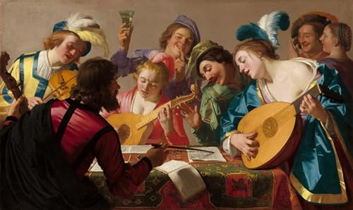 Peinture Murale Le Concert de Gerrit Van Honthorst toile décorative grand format 60x90cm