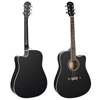 ZENY Ensemble guitare acoustique débutant avec sac de transport, accordeur, cordes, sangle, capo et médiators 41 cm noir - Les Beatles, Paul McCartney, John Lennon, RIngo Starr, George Harrison ZENY Ensemble guitare acoustique débutant avec sac de transport, accordeur, cordes, sangle, capo et médiators 41 cm noir – Image 2