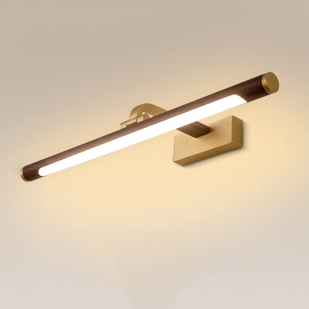Jadssox LED Mirror Front Lights Copper Bathroom Vanity Lamp, Walnut Pattern Vanity Mirror Light Rotatable Mirror Light Bar, Makeup Mirror Front Lighting Fixture Cabinet Lamps