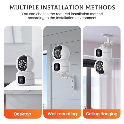 Image of ecurinnov 5MP Indoor WiFi Smart CCTV Camera for Home | 1080p Full HD | Color Night Vision | Motion Detection | Two Way Audio | Wireless Home Security Camera with Mobile App V380 Pro (Upro Dual Lens)