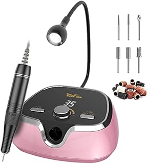 Electric Nail Files, YaFex Professional Nail Drill Machine for Acrylic Nails with LED Lamp, Electric Manicure/Pedicure File with 6 Drill Bits and Dual USB Outputs