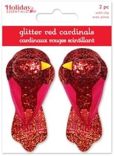 Sequin Cardinal Red Birds with Clips - Bird Ornaments or Wreath Embellishment - 2 Piece image 5