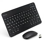 Echocui Keyboard with Dual-Mode Mouse Bluetooth Rechargeable for Tablets/Smart Phone/PC Wireless Keyboard and Mouse Set UK Layout Slim Portable Mini Suporting iPad iOS/Android//Windows Systems,Black