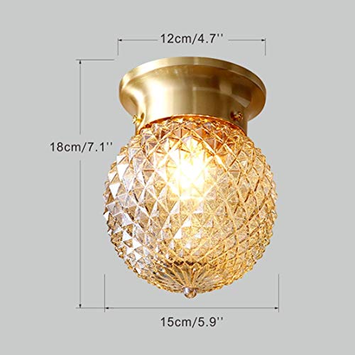 Modo Lighting Glass Globe Flush Mount Ceiling Light Creative Pineapple Ceiling Pendant Lights Industrial Antique Brass Ceiling Light Fixture For Living Room Hallway Study Room #TOP1