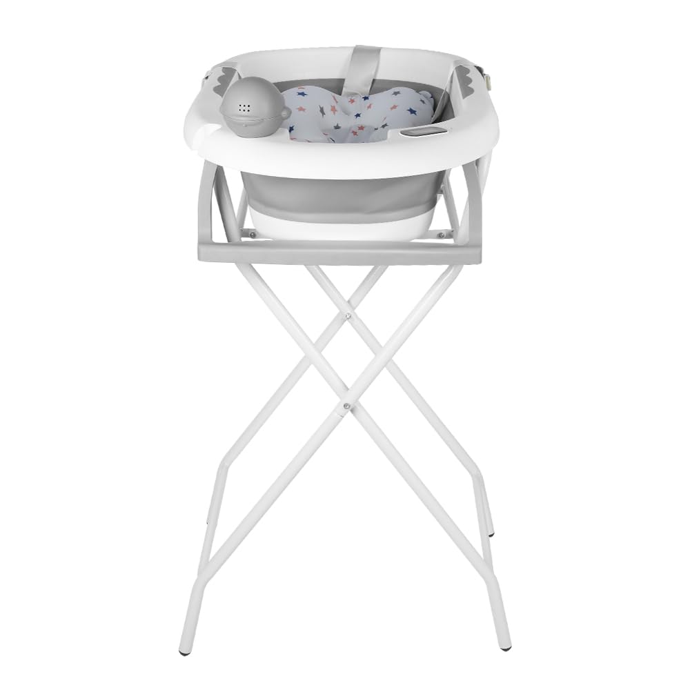 Baignoire Bébé Pliable Sur Pied Grande XXL avec Support Siège Kit Drainage 81,5 x 48 x 21 cm Gris