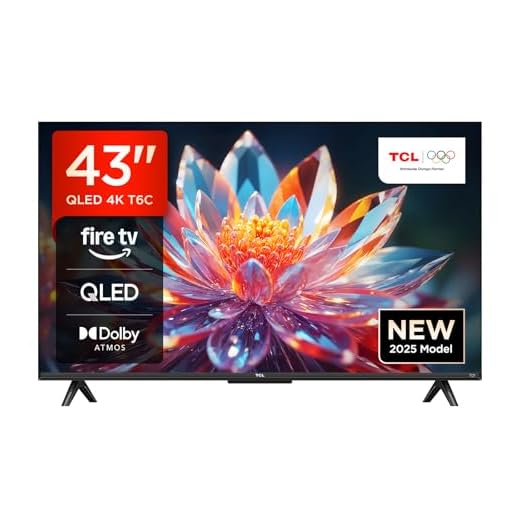 TCL 43T6C-UK 43” QLED 4K HDR TV, Fire TV (Smart TV with Dolby Vision & Atmos, HDR10+, Press & Ask Alexa, 2025 New Model)
