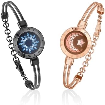 TOTWOO Intelligente Partnerarmbänder mit Bluetooth für Fernbeziehungen | App-gesteuerte 1:1-Kopplung mit Licht & Vibration. Geschenk für Fernbeziehungen. Aus 316 Edelstahl