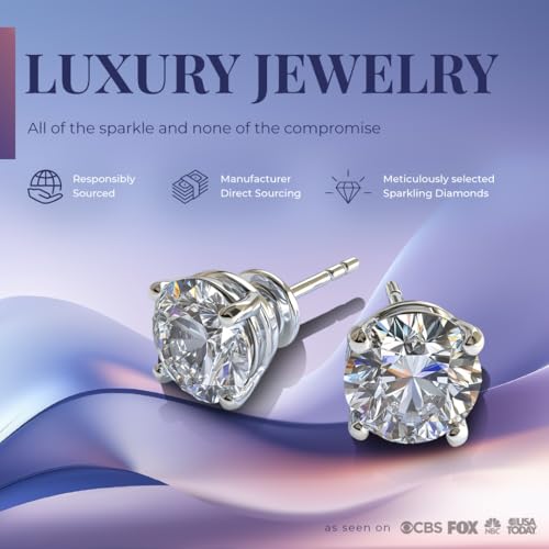 Certified 1/6-3 Ct. Tw. Lab Grown Diamond Stud Earrings for Women and Men | 14K White and Yellow Solid Gold | Premium GH Color and VS - SI Clarity Grade Diamonds2