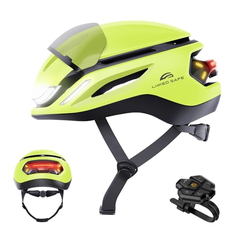 Image of ASIEVIE Smart Adult Bike Helmet with Detachable Protective Visor, 1250mA, Bluetooth, Magnetic Buckle, Remote Control LED Turn Signals,Auto Brake Blinke,NTA8776 (Electric Lime, M)