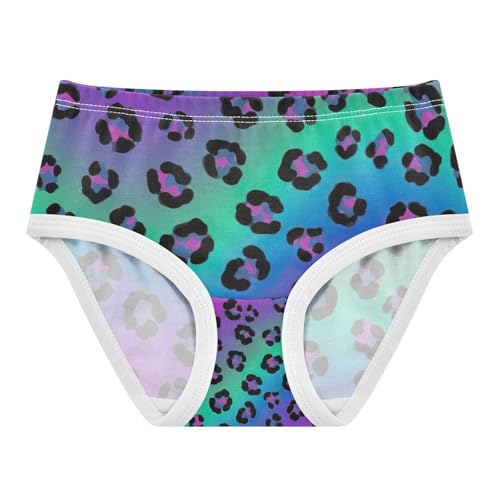 Black Leopard Spots Gradient Blue Girl Underwear, Toddler Girl Briefs, Cotton Underwear Girls, 2–8 Years