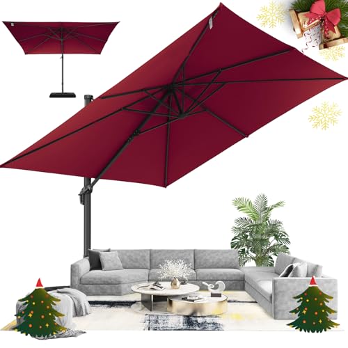 Hotime 10ft Adjustable Windproof Patio Umbrella