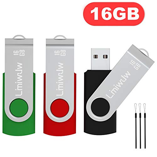 3Pcs 16GB de alta velocidad USB 2.0 Memory Stick USB Flash Drives Doble almacenamiento de diseño giratorio Thumb Thumb Drives con LED indica
