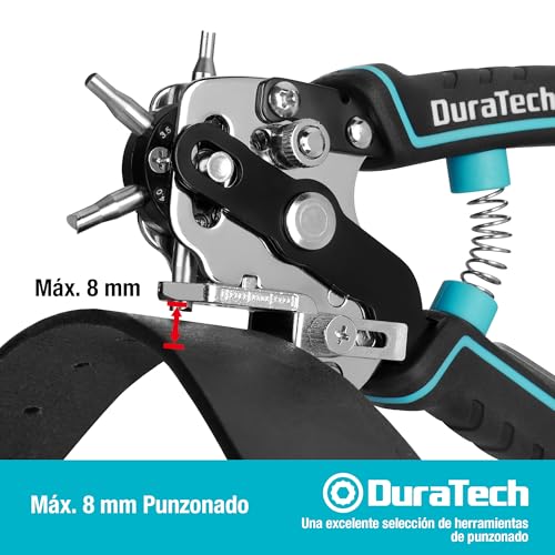 Miniatura 7 de Duratech Alicates Sacabocado Agujero, Alicates De Perforación, Perforadora Con 6 Punzones Agujeros Sólidos En Forma De V, Alicate Perforadora Para Cuero Y Cinturones