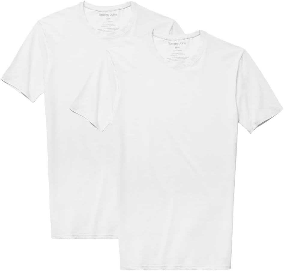 Tommy John Men's Cotton Basics Undershirt - Stay Tuck Design - Soft Slim Fit Comfortable Undershirt
