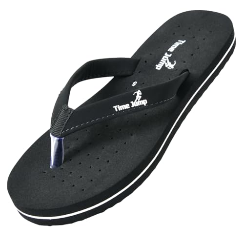 Image of Perforated Flip Flops, Burgundy with Black Straps, Casual Beach Sandals