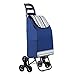 mfavour 38L Poussette de Marché, Pliable Chariot de Courses, Etanche Caddie à 6 Roues Escalier (Bleu) (Bleu Claire)
